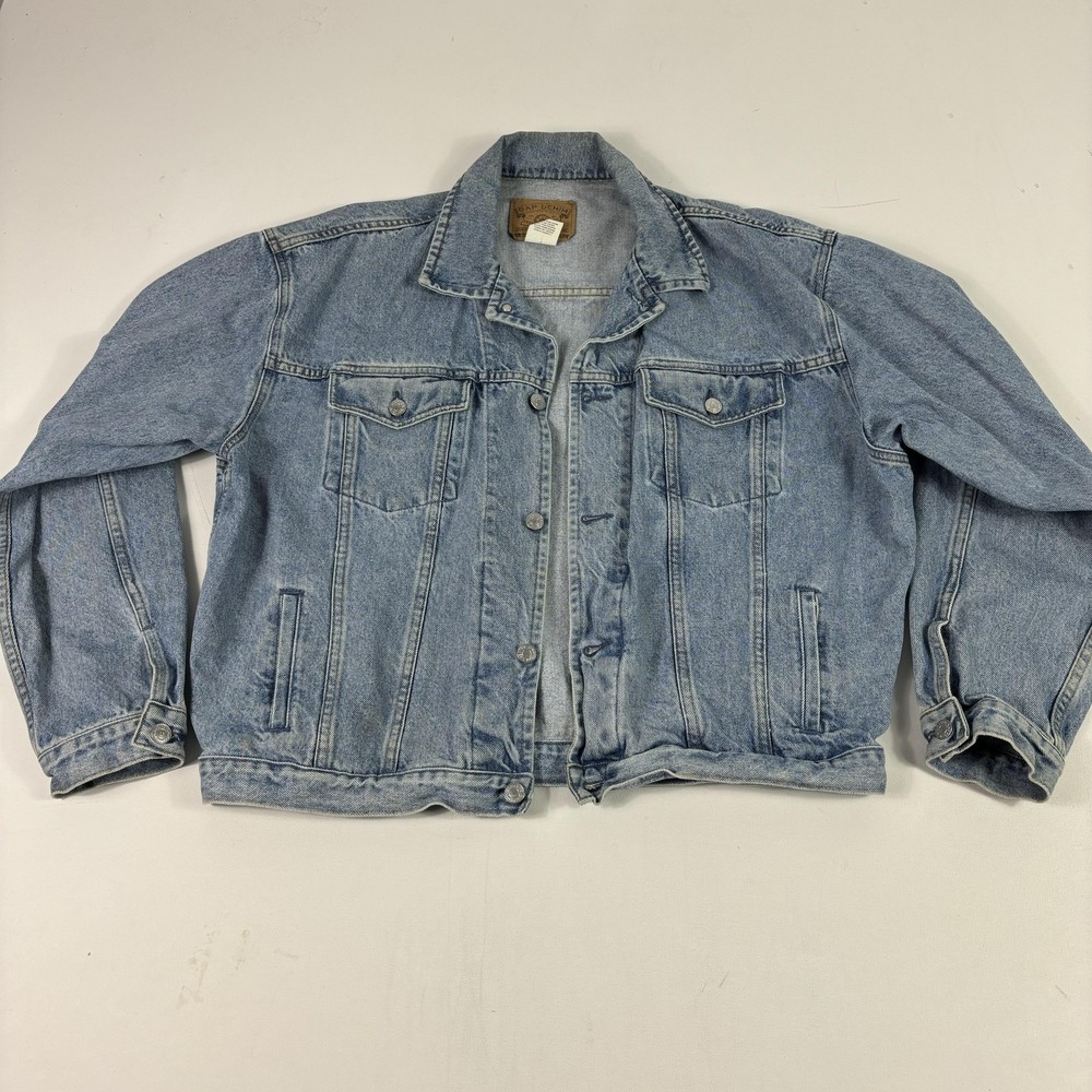 Vintage Gap Denim Jacket Mens XL Blue Jean Bomber Button Front‎ 90s Casual